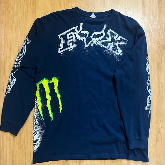 Navy FOX Racing Monster Long Sleeve Graphic Tee - Picture 1 of 7